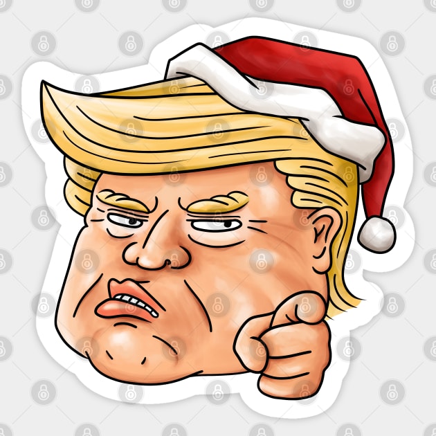 Grumpy Trump Santa Hat Sticker by Takeda_Art